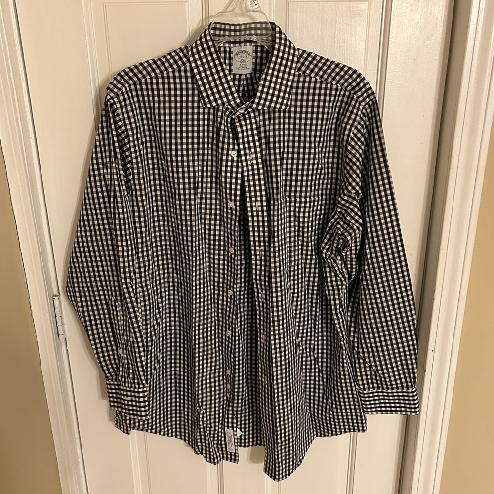 Brooks Brothers, black and white checkered shirt